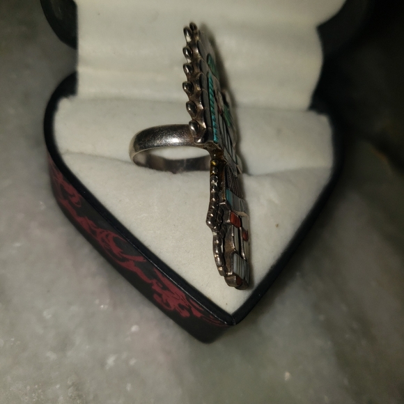 Zuni Inlay Chief/Dancer Ring - Picture 4 of 10